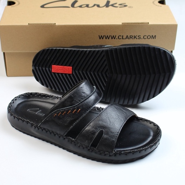 Dép CLarks Quai Ngang Nam Da Bò Thật .Dép 2 Quai