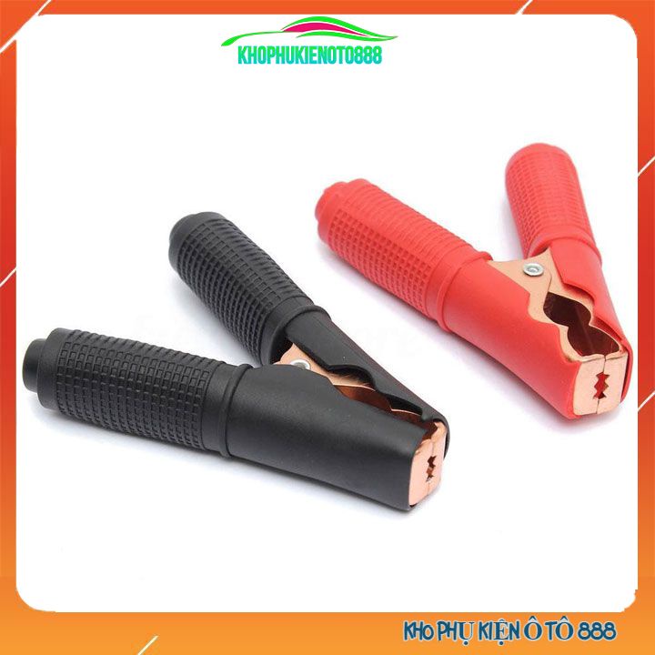 Bộ 2 kẹp cá sấu acqy đồng bọc cao su đen đỏ kích thước 100x5x15mm