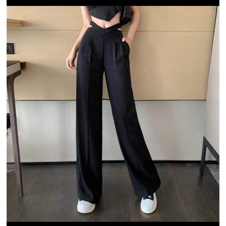 [AN MỘC] Quần suông hở eo from dài quyến rũ cho nữ