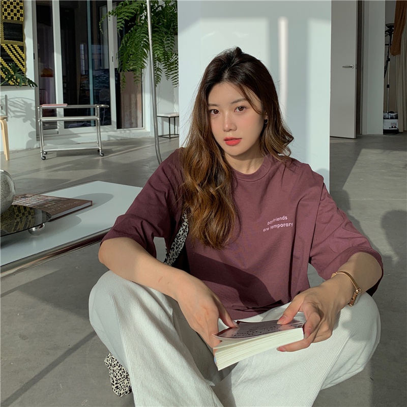 SUXI Áo Thun Tay Ngắn Dáng Rộng Màu Sắc Đơn Giản Thời Trang Mùa Hè Cho Nữ