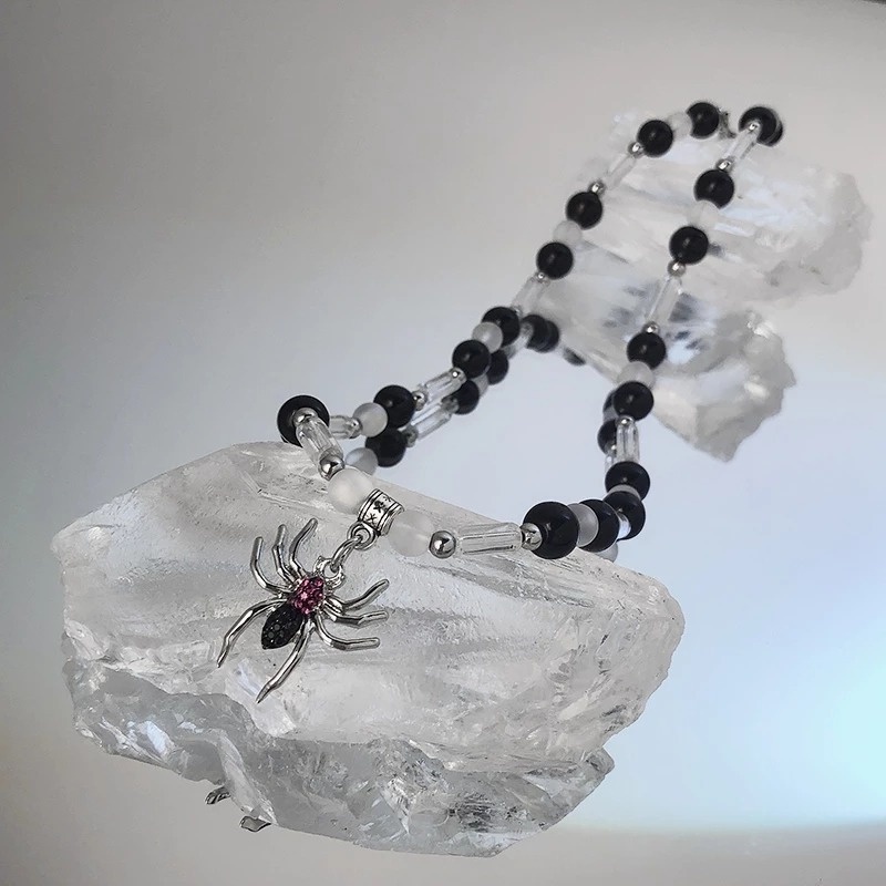 Vòng cổ Chuỗi Xích Mặt Nhện Đính Đá Pha Lê Phong Cách Hip Hop Unisex