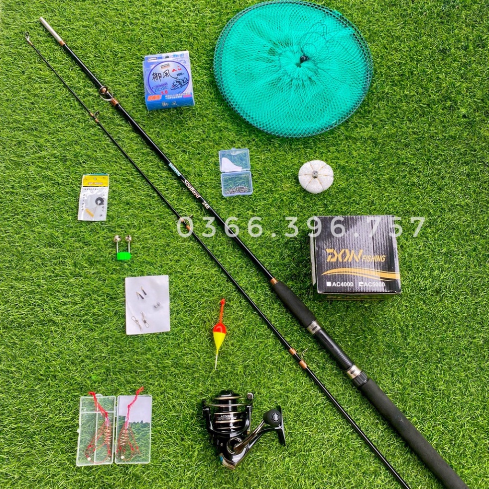 Bộ cần câu máy 2 khúc SHIMANO V1 máy câu cá AC tặng kèm bộ phụ kiện như hình Đồ Câu Minh Công