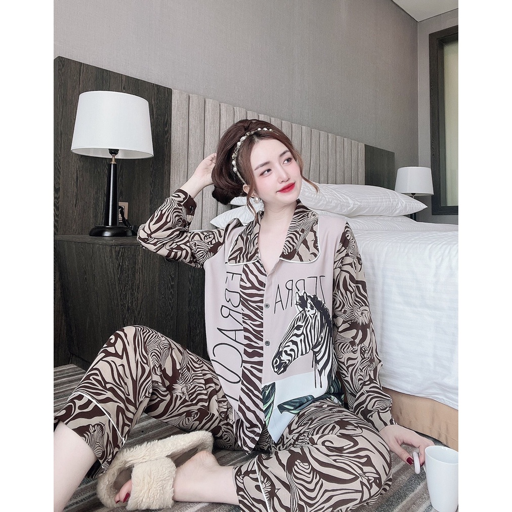 sét đồ bộ mặc nhà nữ thiết kế hot nhất hiện nay, pijama nữ tay dài quần dài lụa mango latin satin lụa xịn, đồ ngủ giá rẻ