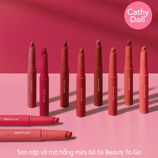 Son sáp lì má hồng mini Cathy Doll Beauty To Go Lip & Cheek Creamy Matte 0.6g (đủ màu)