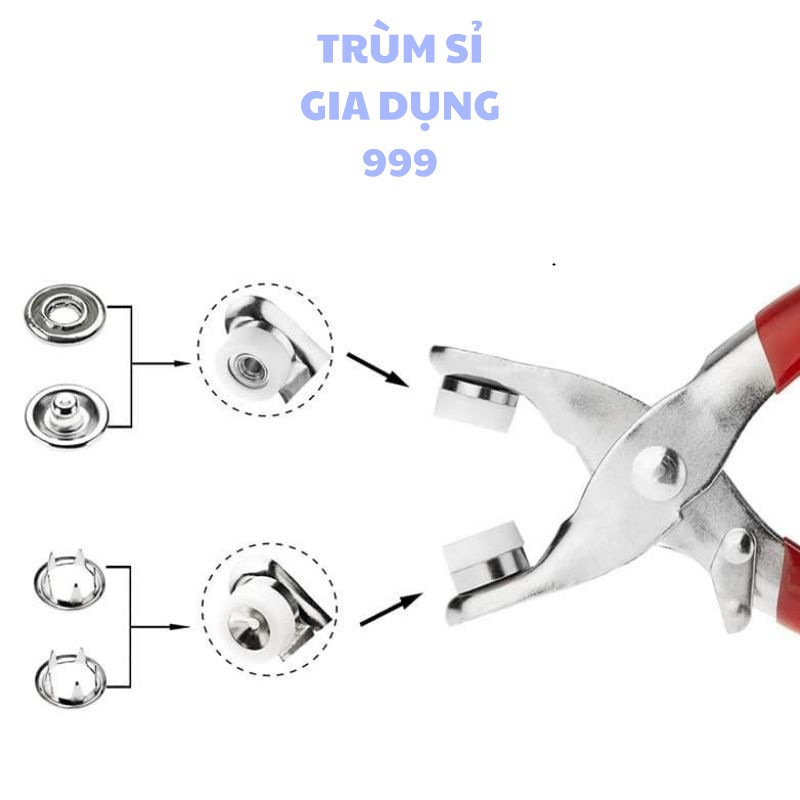 Bộ Kìm Bâm Cúc Quần Áo, Kìm Bấm Khuy Kèm  Cúc Tiện Lợi - Dụng Cụ Bấm Khuy Đa Năng kìm bấm cúc khuy