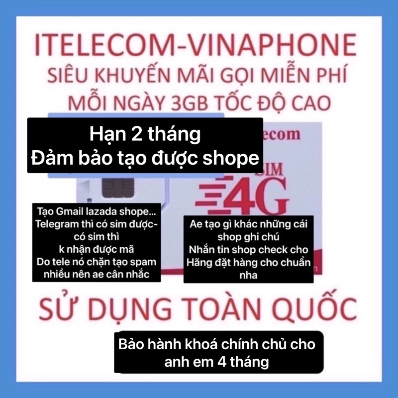 Sim itelcom May 90G/ tháng và thoải mái gọi làm dịch vụ