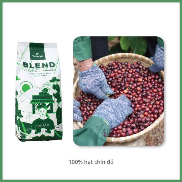 Cà phê Blend Coffee gói 250g, 500g, 1kg - kết hợp giữa Arabica và Robusta, cà phê rang mộc từ Laha Cafe