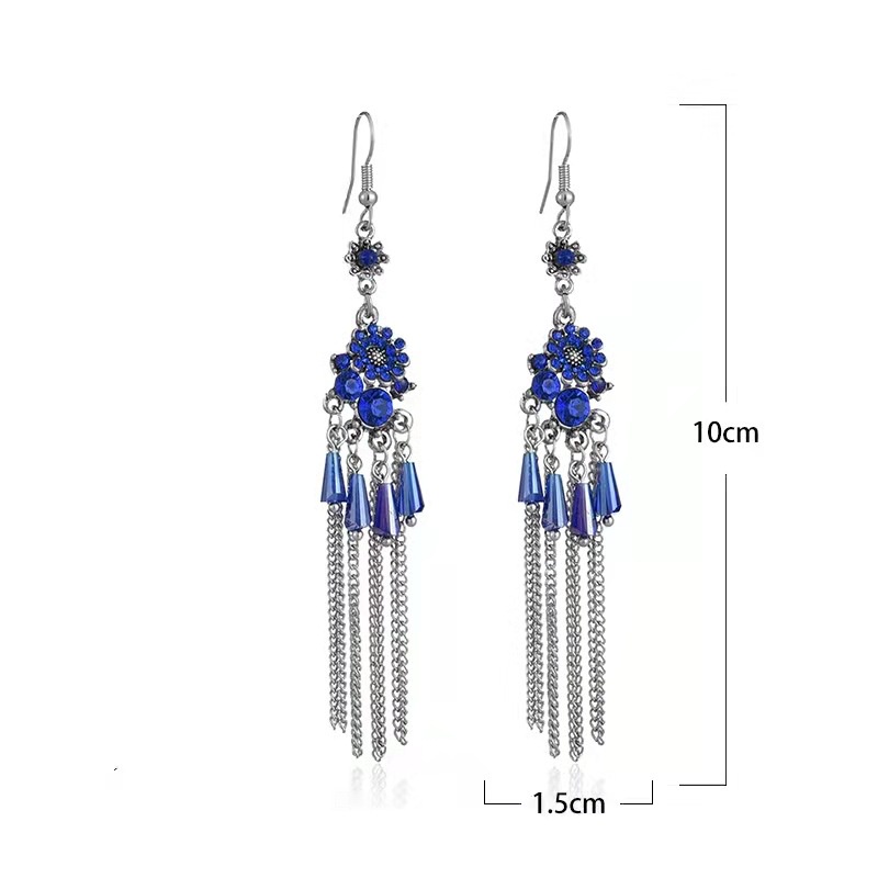 Bông Tai Hình Hoa Đính Đá Pha Lê Phong Cách Vintage Thời Trang Cho Nữ