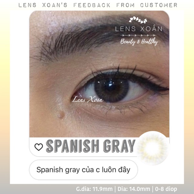 KÍNH ÁP TRÒNG 1 NGÀY SPANISH GRAY CỦA OLENS: LENS 1 DAY XÁM SIZE NHỎ TRONG VEO  | LENS XOẮN