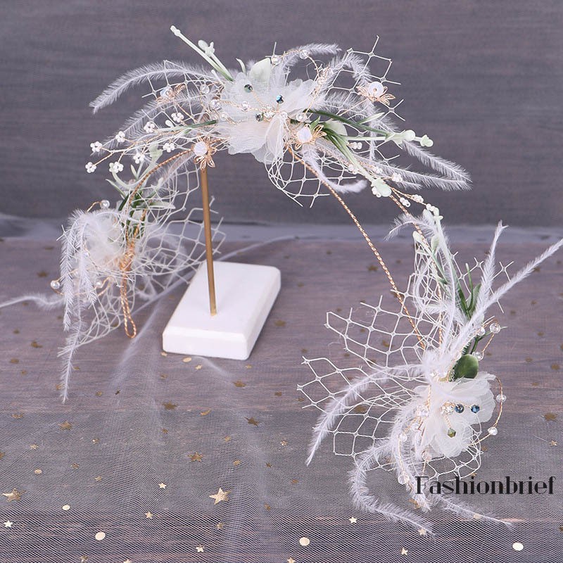 Set vòng hoa đội đầu + hoa tai + cài tóc cho nữ