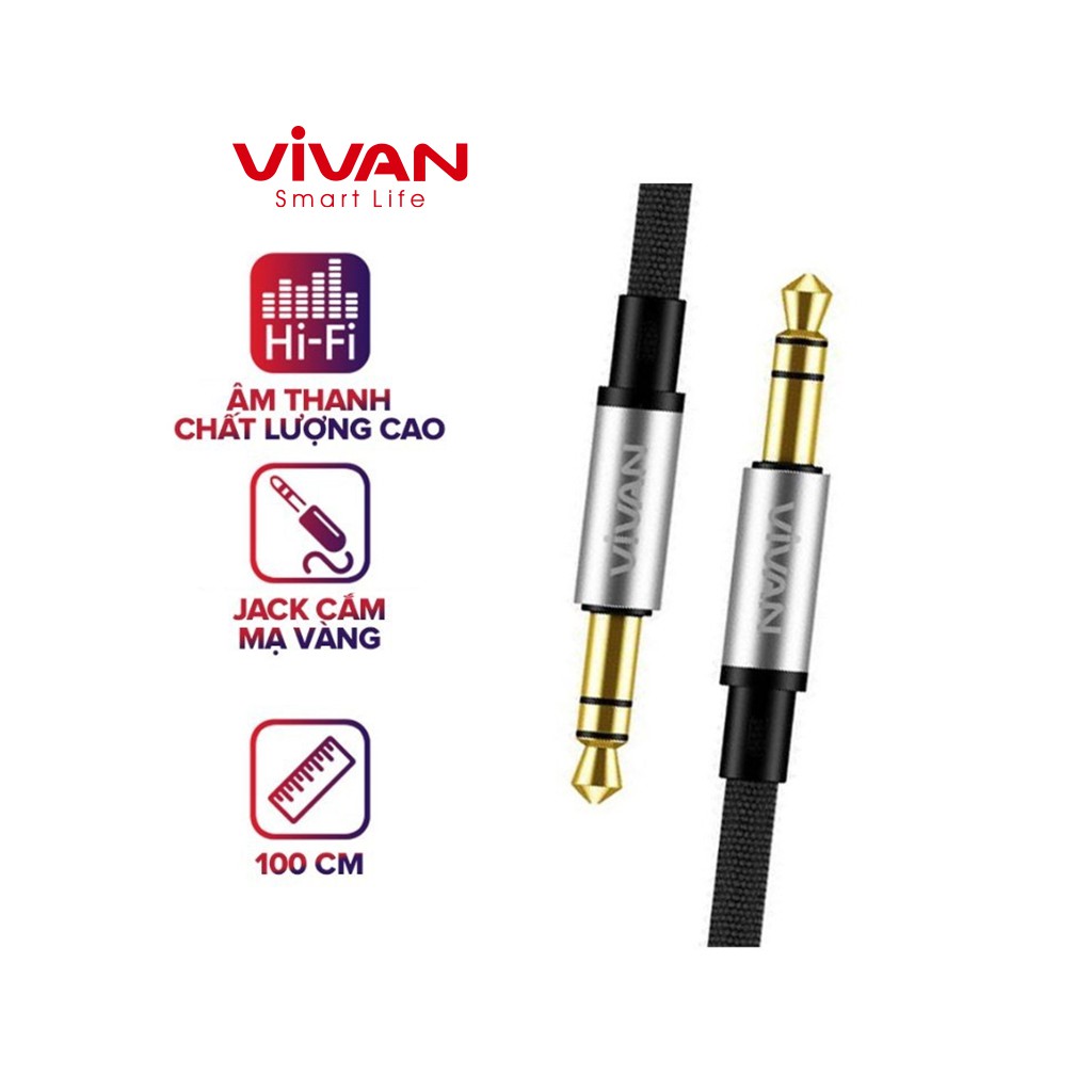 Dây Cáp Âm Thanh AUX VIVAN AUX01 Cổng Kết Nối 3.5mm Dài 100cm