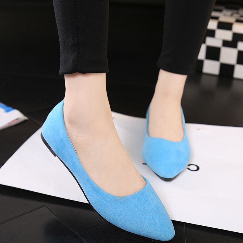 Giày búp bê màu trơn chất da lộn dễ thương nữ tính | BigBuy360 - bigbuy360.vn