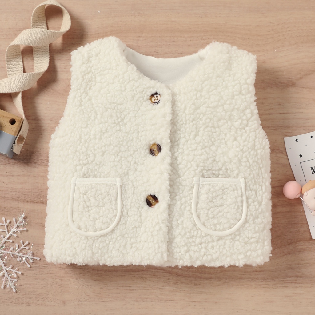 Áo Khoác Không Tay Bằng Nhung Lông Cừu Thời Trang Mùa Đông Dành Cho Trẻ Nhỏ 3-36 Tháng