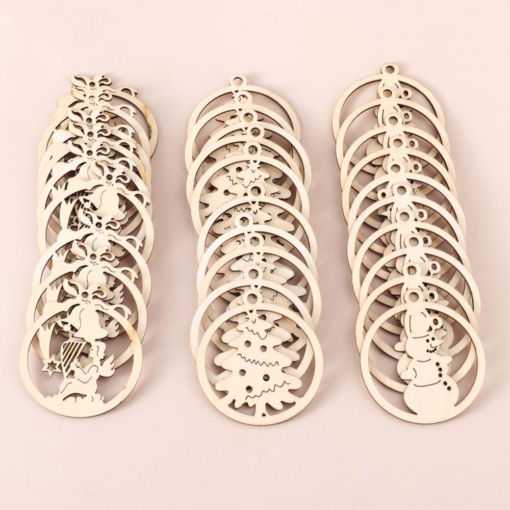 Set 10 Mặt Gỗ Treo Trang Trí Giáng Sinh DIY
