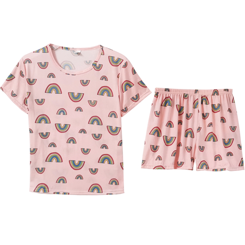 xiaohan korea design short sleeve sleepwear sleeping wear female loose round neck summer nightwear set pajama | BigBuy360 - bigbuy360.vn