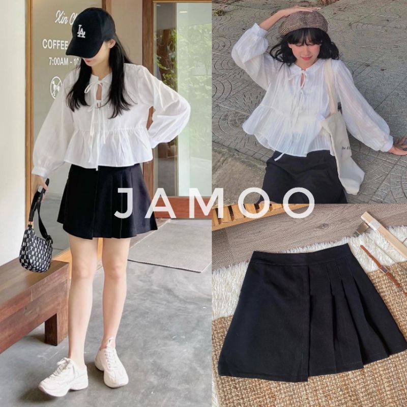 Sét áo babydoll buộc dây kèm chân váy tiểu thư xinh