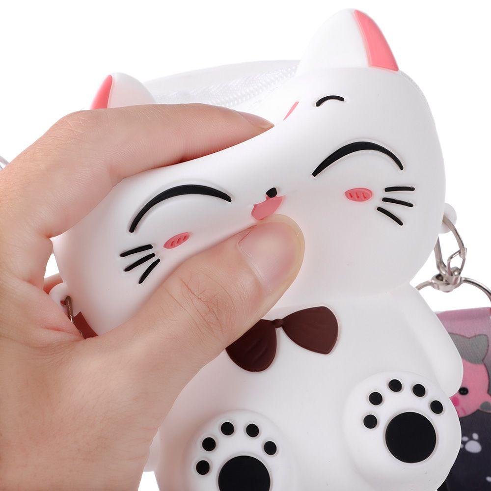 Túi Đeo Chéo Mini Bằng Silicone Hình Mèo Dành Cho Nữ