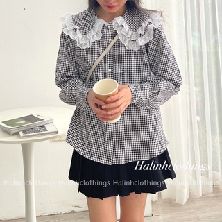 Sơ mi cổ bèo tay bồng xoè (ảnh thật treo tường)