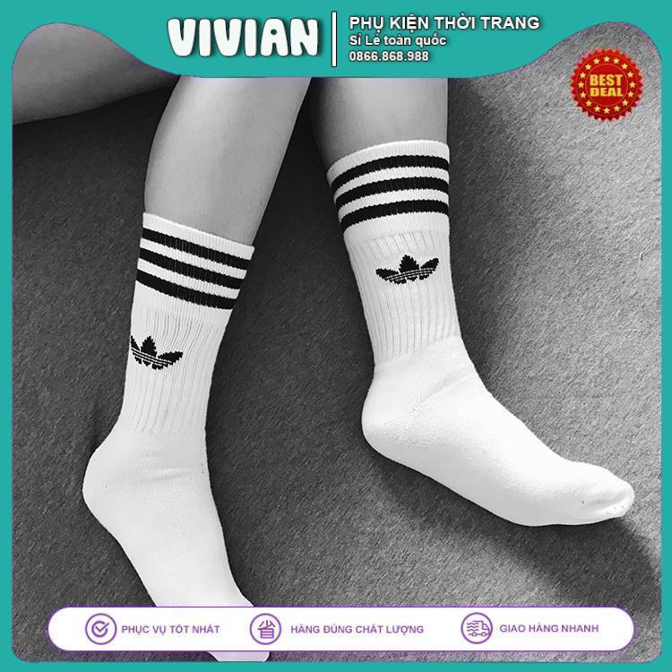 Vớ ADIDAS cổ cao 3 sọc [ Hàng loại ] Tất thể thao nam nữ sợi COTTON thấm hút mồ hôi, kháng khuẩn, khử mùi