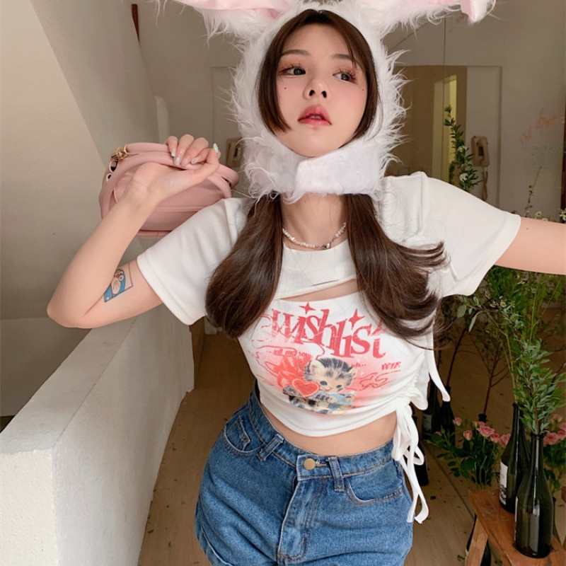 Áo Thun Tay Ngắn Dáng Ôm Dễ Thương Thời Trang Mùa Hè Cho Nữ