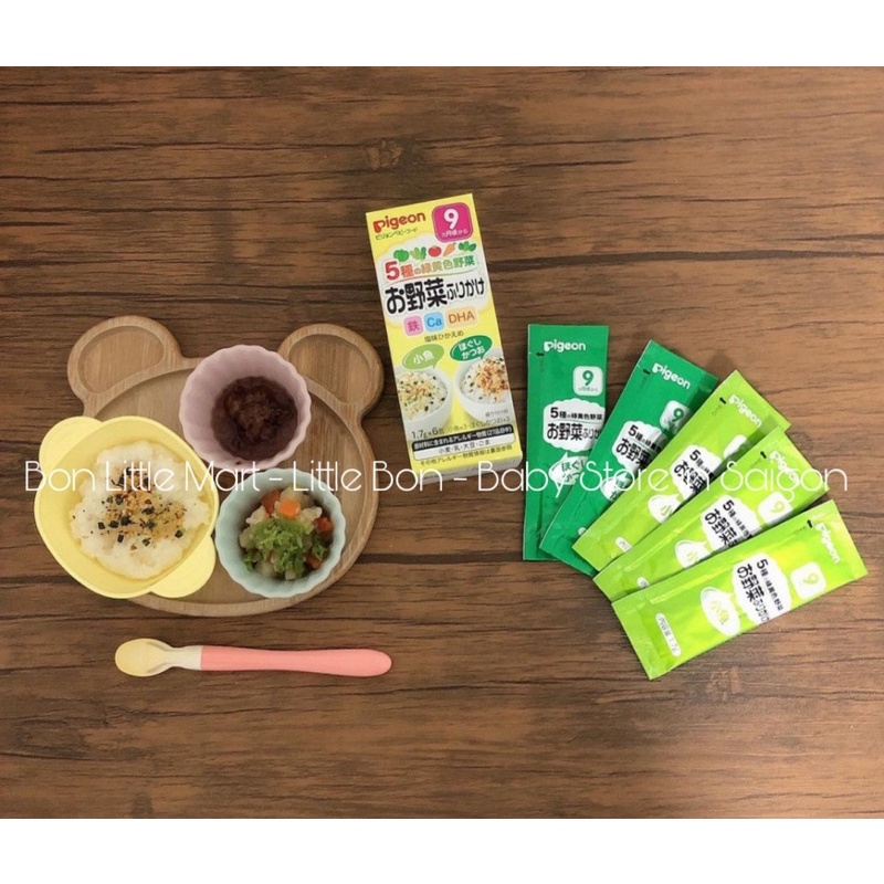 Rắc cơm bổ sung Sắt Canxi DHA Pigeon Nhật cho bé 9 tháng