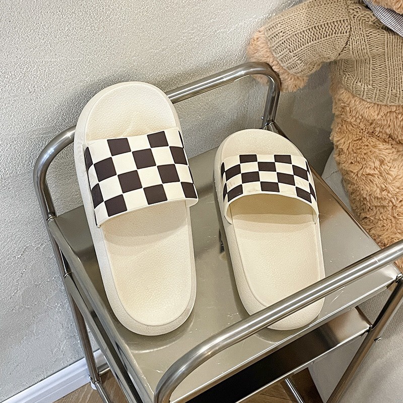 Dép bánh mì quai ngang GIAYNICE caro đế dày đẹp cute rất thời trang phong cách bánh bèo hàn quốc đang là hot trend