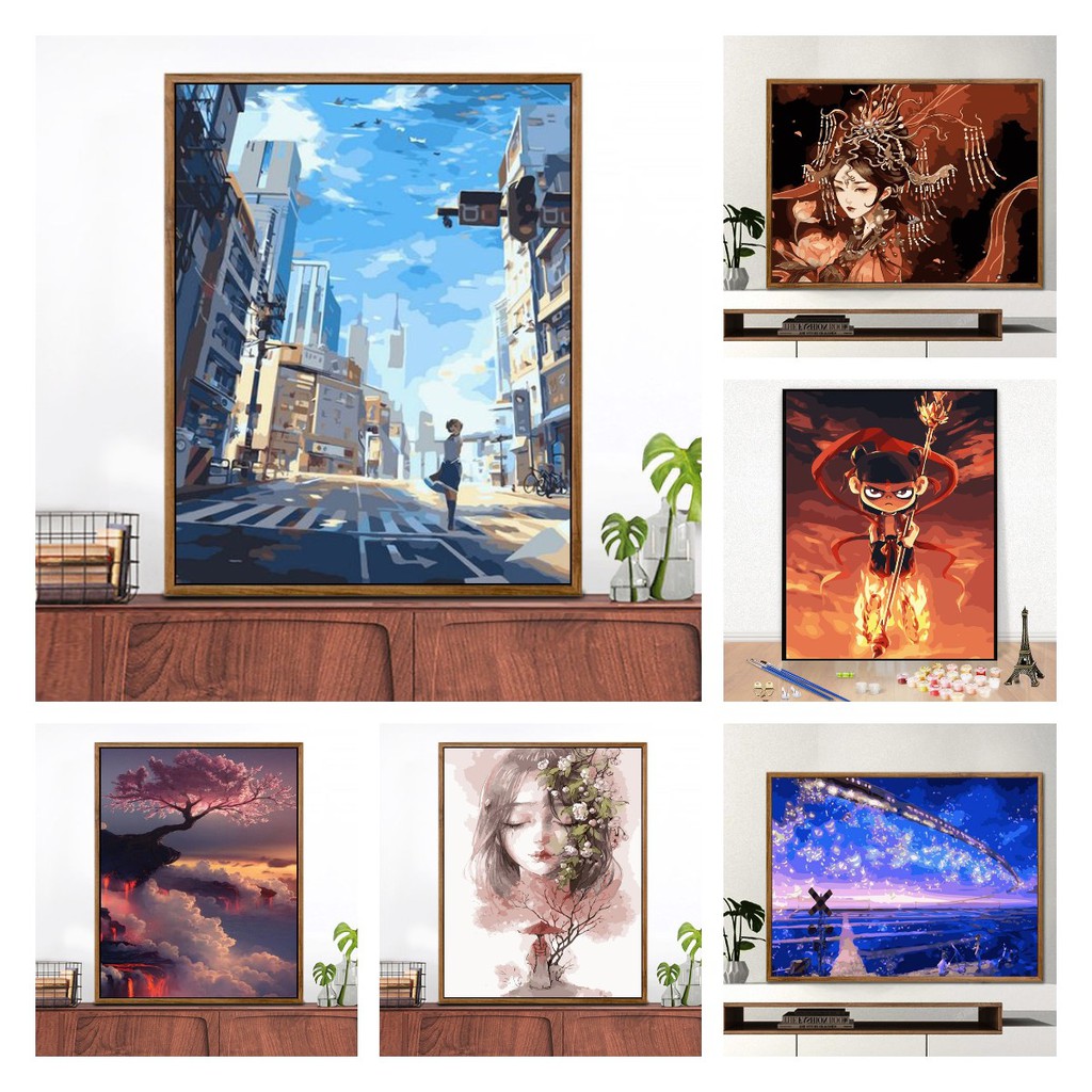 Bộ Tranh Sơn Dầu 40x50cm Tự Làm Họa Tiết Động Vật Độc Đáo Sang Trọng Dùng Để Trang Trí Nhà Tiện Dụng + Phụ Kiện