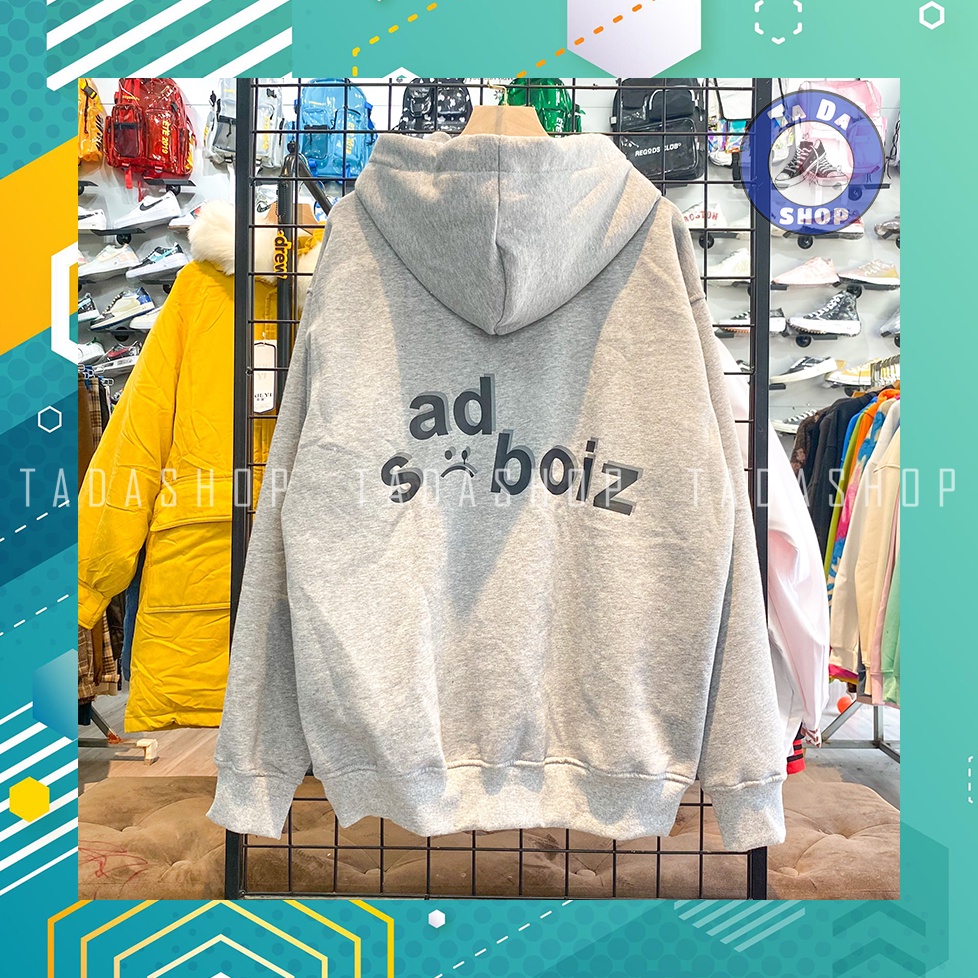 Áo hoodie xám oversize Nam Nữ SADBOIZ thêu ảnh thật