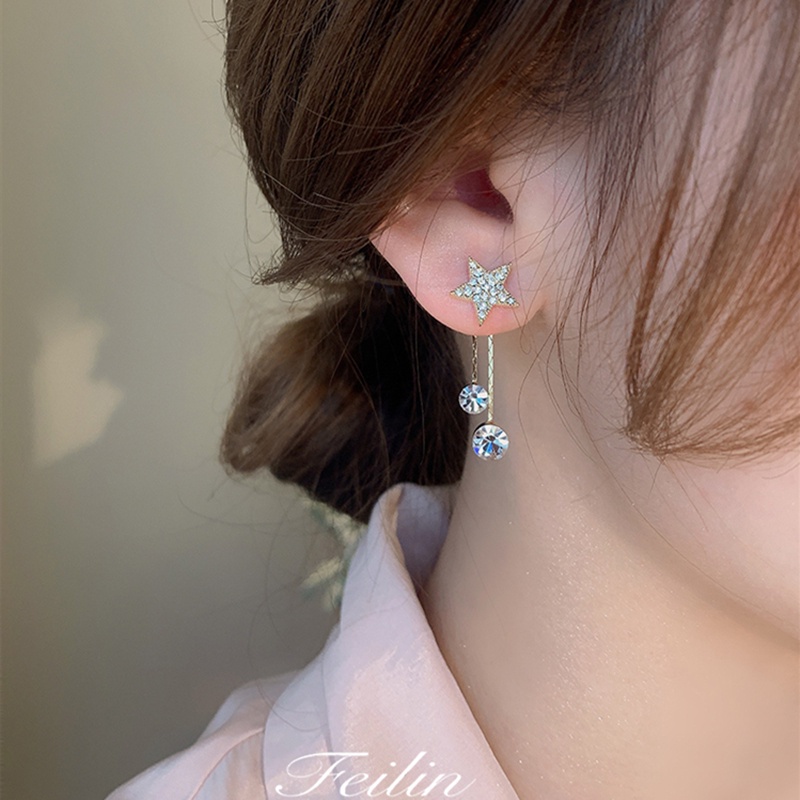 Đôi Khuyên Tai Đính Đá zircon Thời Trang Hàn Quốc Cho Nữ