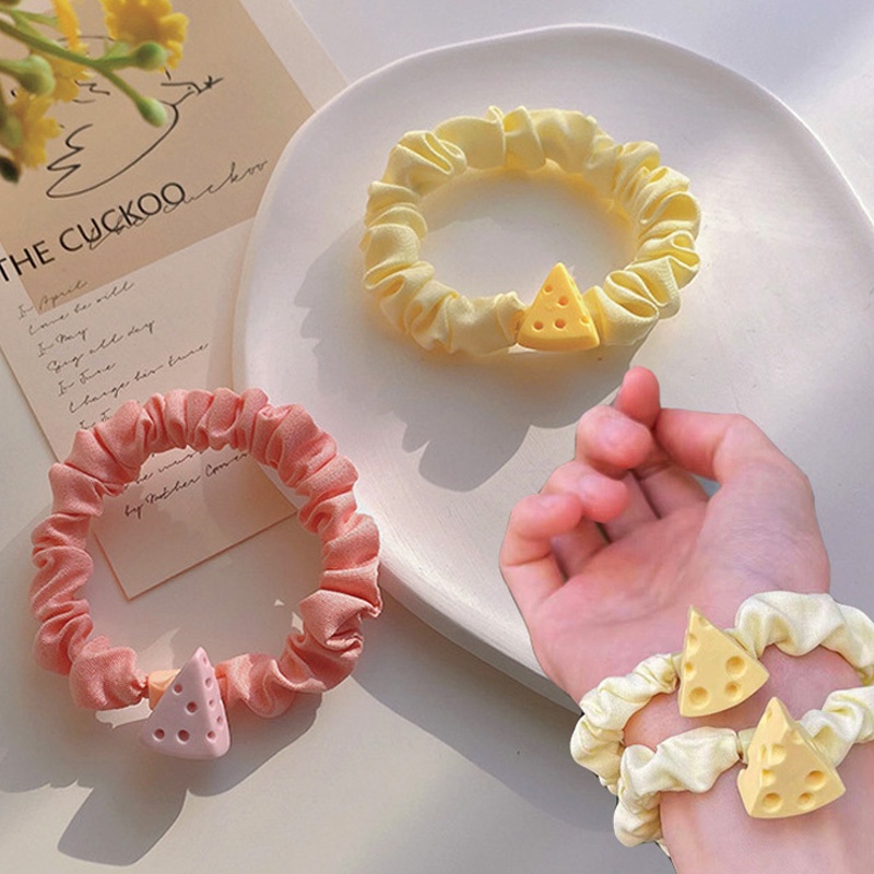Dây Cột Tóc Màu Vàng Sữa / Hồng Macaron Dễ Thương Phong Cách Hàn Quốc Cho Nữ