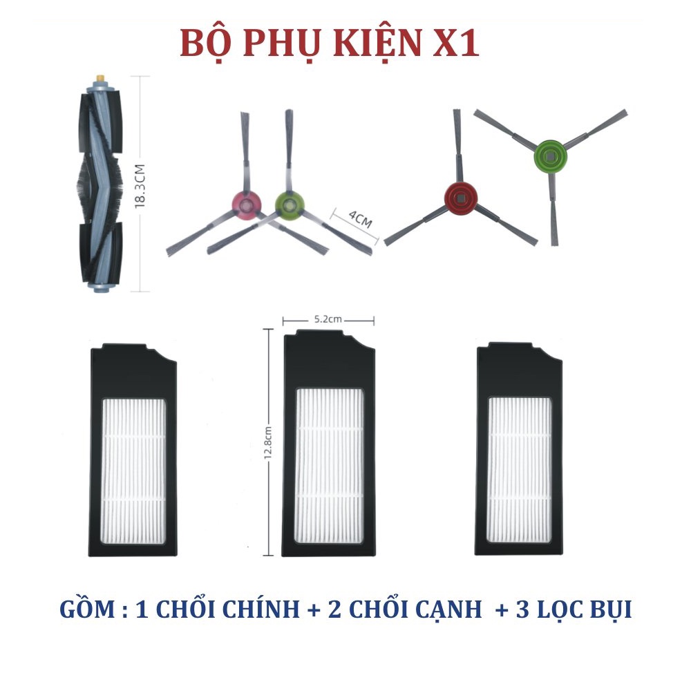 [Mã ELHA22 giảm 6% đơn 300K] Bộ phụ kiện thay thế cho robot hút bụi Ecovacs Deebot X1 Omni và X1 Turbo