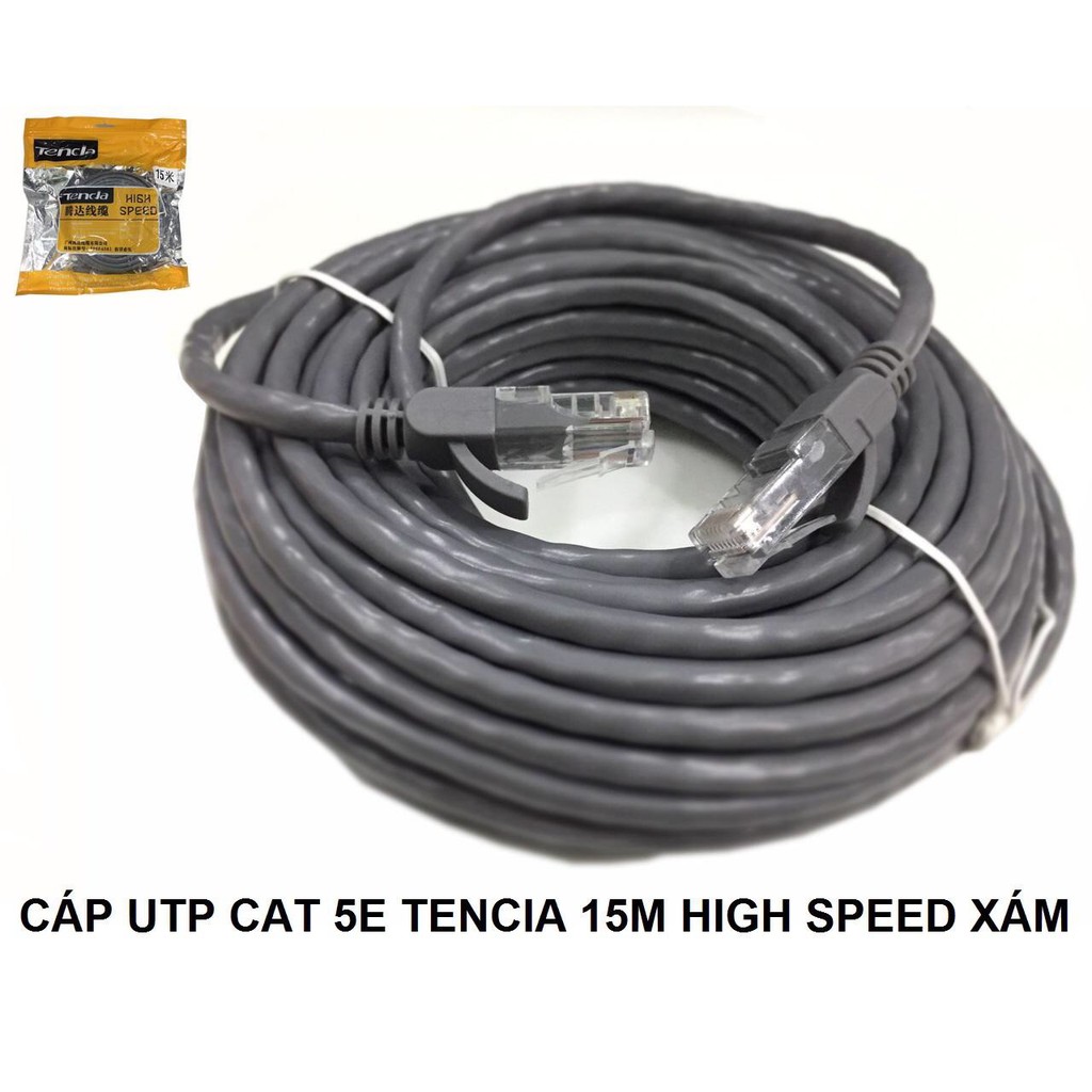 Cáp mạng Cat 5 Tencia High Speed 15m TC 5015C, màu xám TC 5015G,20m cam 5020C , xám 5025G , 30m cam 5030C, 30m xám 5030G