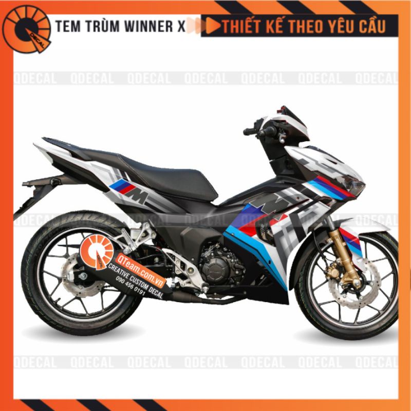 Tem trùm WinnerX decal V3 decal 3 lớp mẫu BMW xanh đen cao cấp thiết kế theo yêu cầu