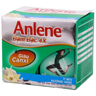 Lốc 4 hộp sữa bột pha sẵn anlene đậm đặc 4x vani 125ml