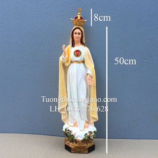 Tượng Đức Mẹ Fatima 50cm đội triều thiên