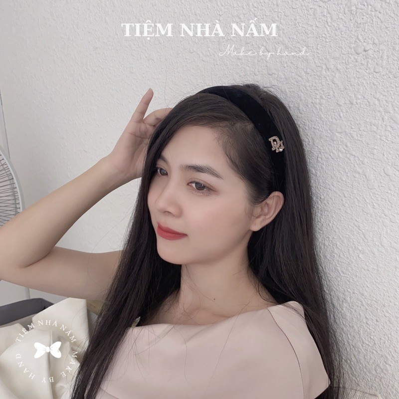 🎀 BỜM / CÀI TÓC NHUNG ĐÍNH ĐÁ THƯƠNG HIỆU SANG CHẢNH - [ Nhà Nấm handmade ]