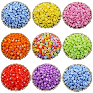 Bộ 50 hạt nhựa hình trái tim 7mm nhiều màu sắc