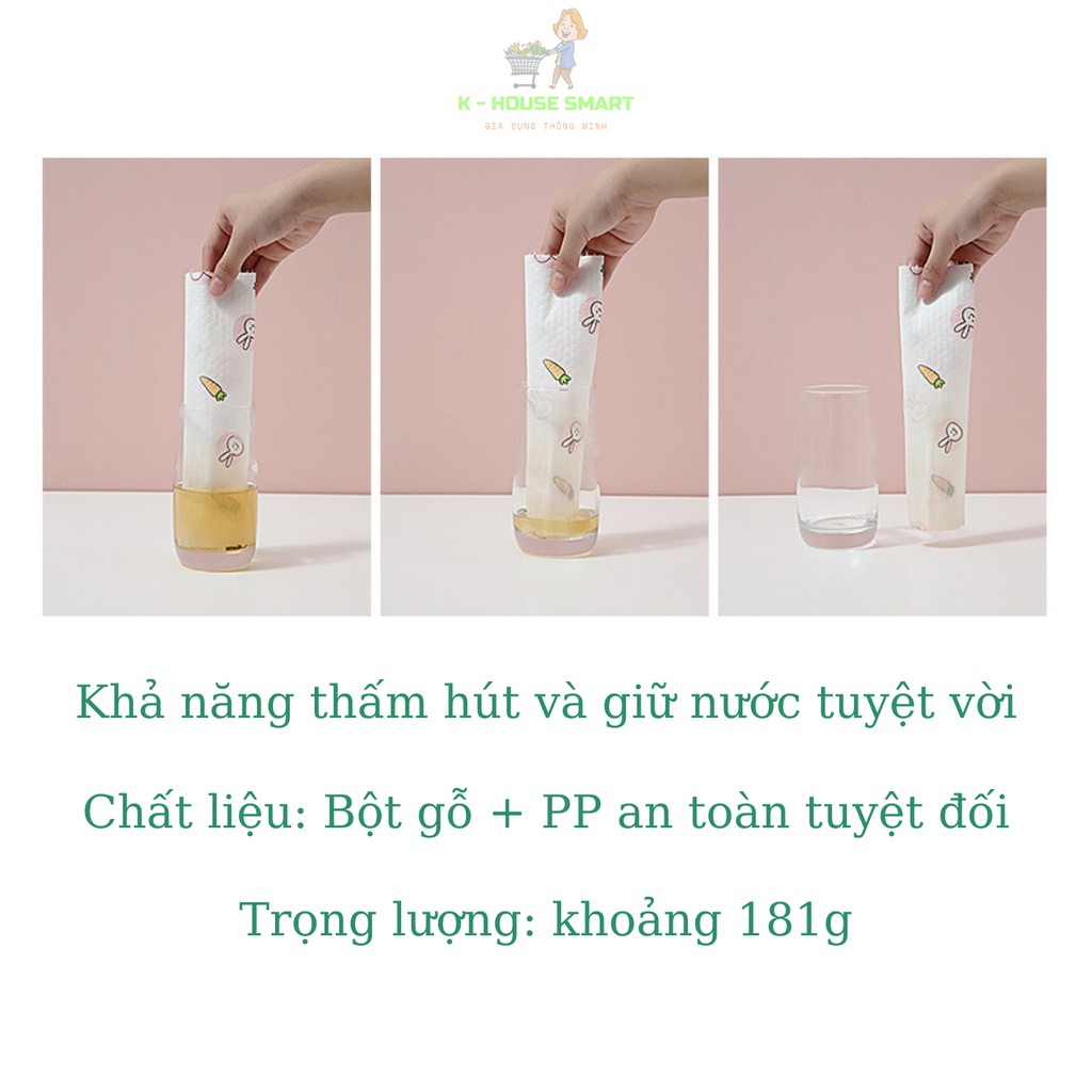 Khăn lau bếp lười dùng một lần chất đẹp mịn loại 1, khăn giấy lau bếp đa năng thấm dầu mỡ tiện dụng