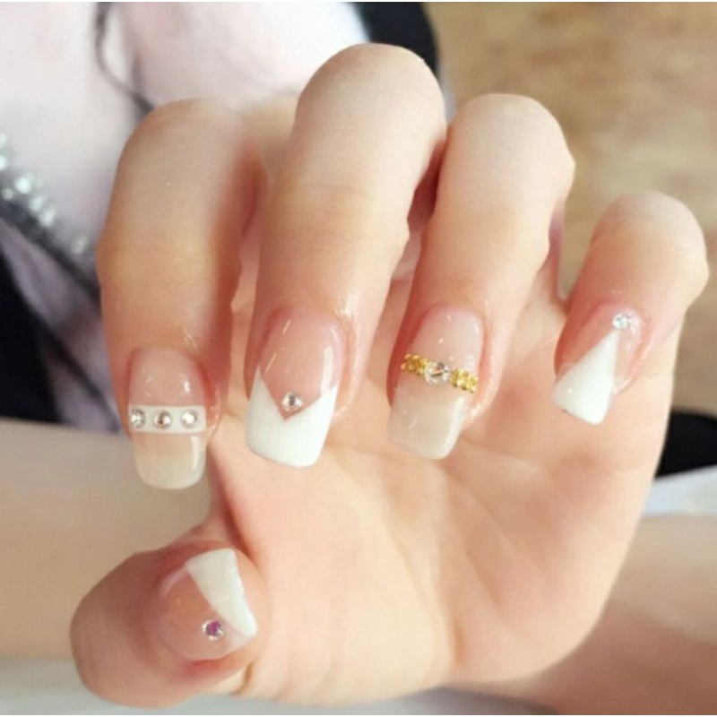 Móng tay giả vuông đính đá kèm keo YOU NAILS  (Mã Yx-06)