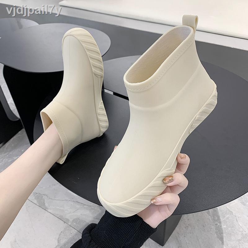Thời trang Nhật Bản tất cả các trận đấu giày đi mưa phụ nữ ngắn không trơn trượt nước thấp mua sắm ủng ấm