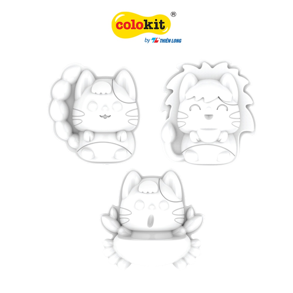 Bộ đồ chơi DIY tô tượng Bé Mèo cute Thiên Long Colokit KIT-C029- 1 hộp màu nước 6 màu có cọ và các hình thạch cao mèo
