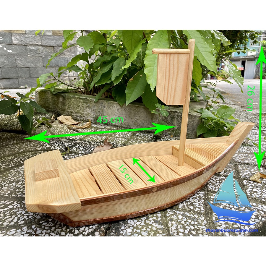 Khay thuyền gỗ đựng sushi sashimi, khay gỗ trang trí món ăn Nhật Bản gỗ Thông tự nhiên