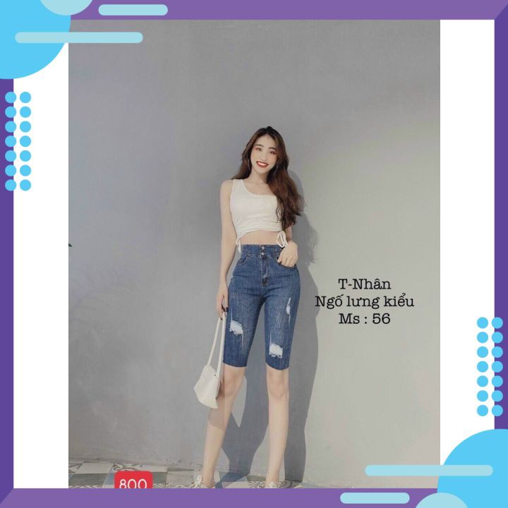 Quần jean ngố lưng cao co giãn tốt, bao vận động, bao thoải mái g02