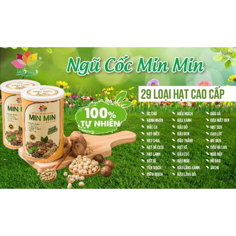 5HỘP-2,5KG NGŨ CỐC MẸ BẦU MIN MIN 29 HẠT-NGŨ CỐC LỢI SỮA CHUẨN OGRANIC