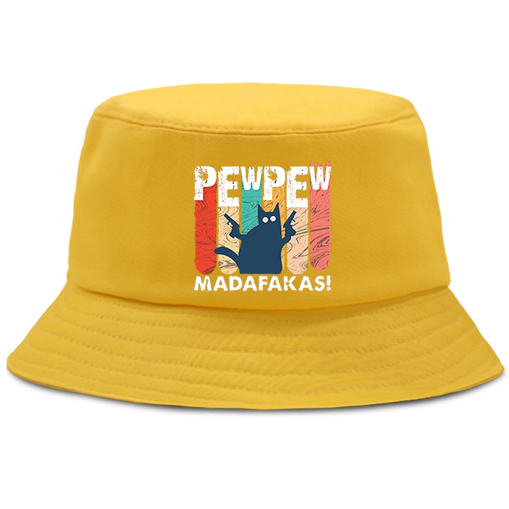 Nón bucket in họa tiết mèo phong cách hip hop thời trang mùa hè cho nam và nữ