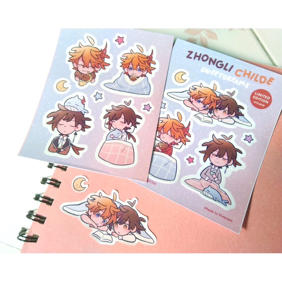 Genshin Impact - Sticker Zhongli và Childe đáng yêu