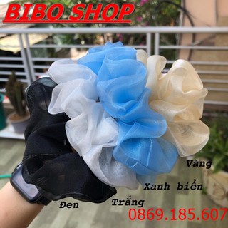 Cột Tóc Lưới Scrunchies Vải Voan Kính Nhiều Màu- Dây Buộc Tóc Vải Voan Kính Cho Nữ