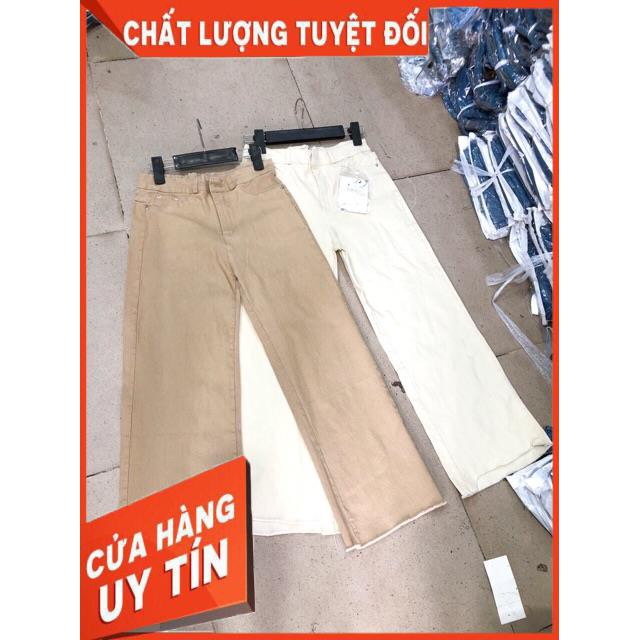 QUẦN JEANS CULLOTES MÀU BE LƯNG SIÊU CAO- hình thật chính chủ