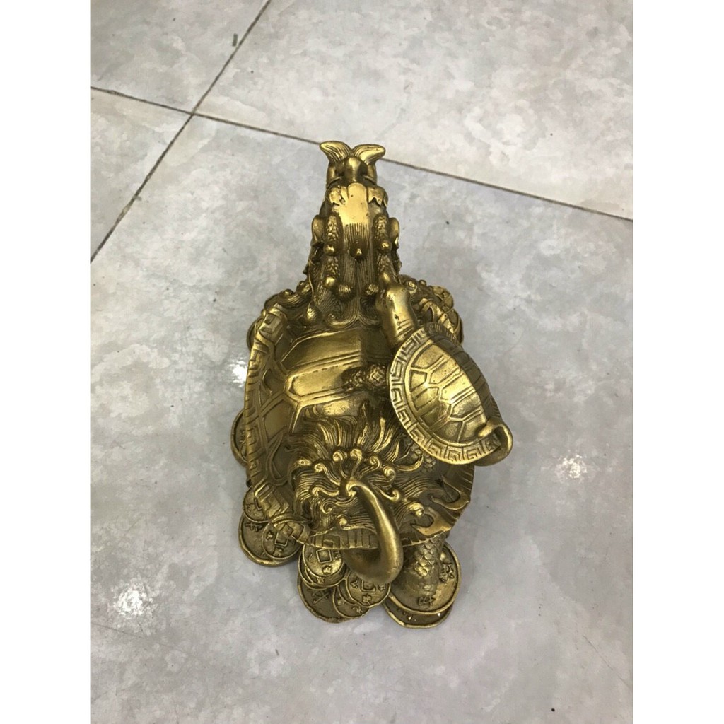 Long Quy rùa cõng con vật phẩm phong thuỷ bằng đồng