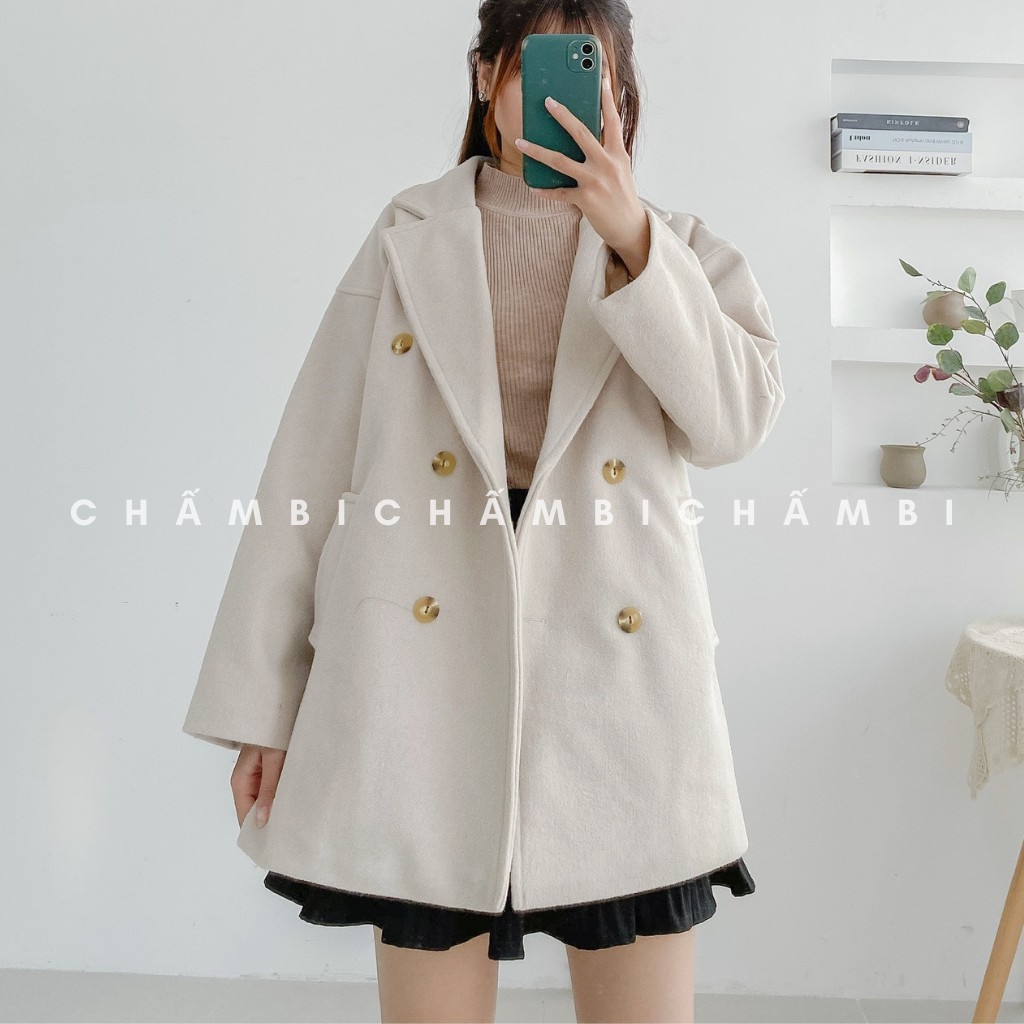 [SALE XẢ TẾT] Áo Khoác Dạ Nữ Dáng Dài Form Rộng 2 Màu Kem, Nâu - A.105